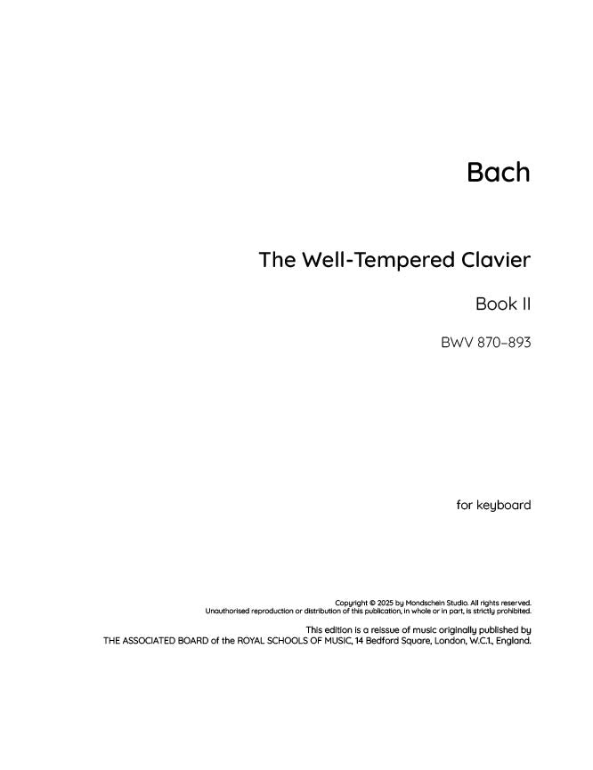 Bach - The Well-Tempered Clavier, Book II (PDF Digital Download)