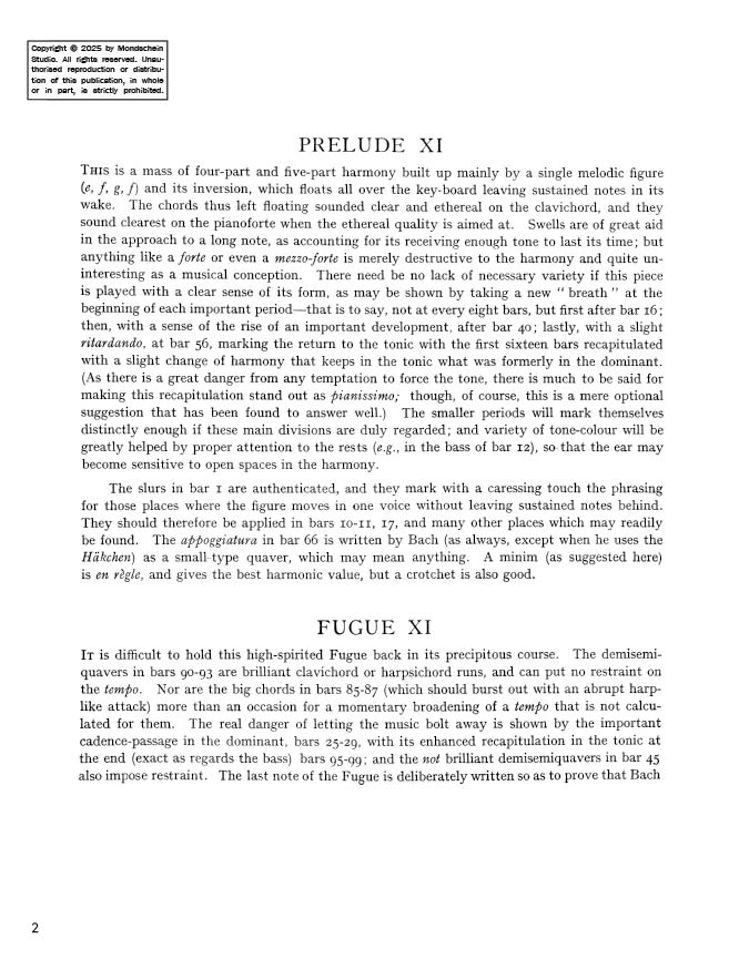 Bach - The Well-Tempered Clavier, Book II - No. 11 in F major, BWV 880 (PDF Digital Download)