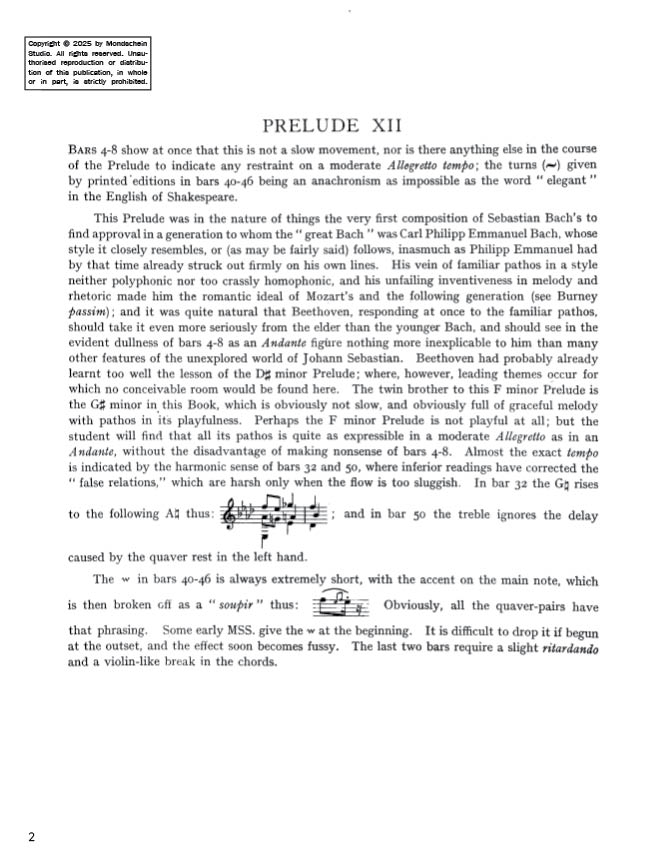 Bach - The Well-Tempered Clavier, Book II - No. 12 in F minor, BWV 881 (PDF Digital Download)
