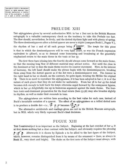 Bach - The Well-Tempered Clavier, Book II - No. 13 in F-sharp major, BWV 882 (PDF Digital Download)
