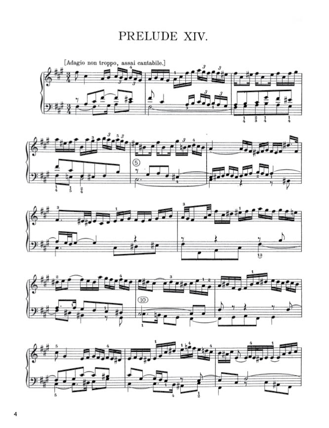 Bach - The Well-Tempered Clavier, Book II - No. 14 in F-sharp minor, BWV 883 (PDF Digital Download)