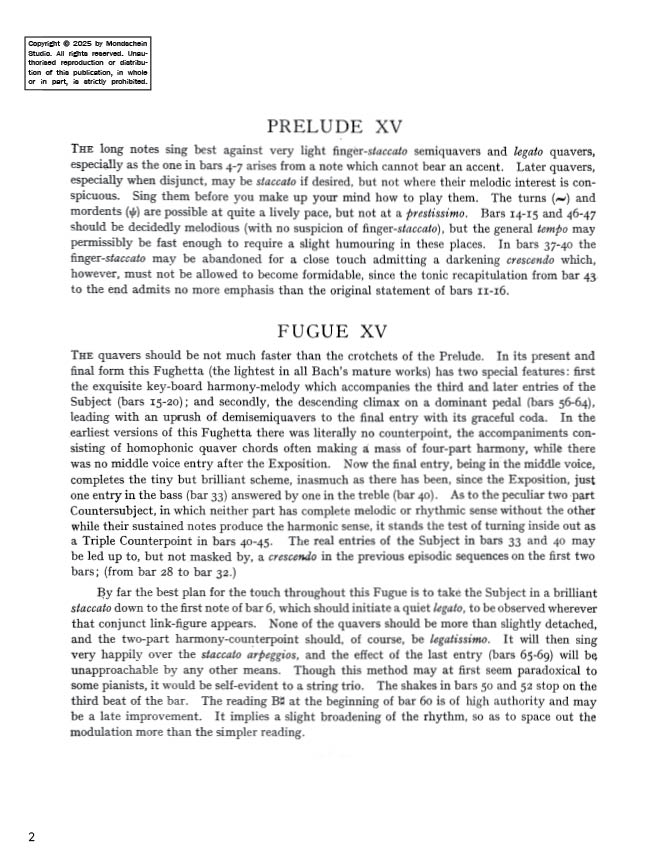 Bach - The Well-Tempered Clavier, Book II - No. 15 in G major, BWV 884 (PDF Digital Download)