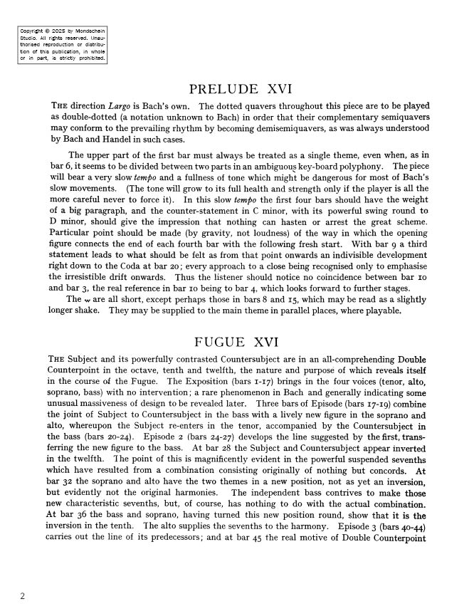 Bach - The Well-Tempered Clavier, Book II - No. 16 in G minor, BWV 885 (PDF Digital Download)
