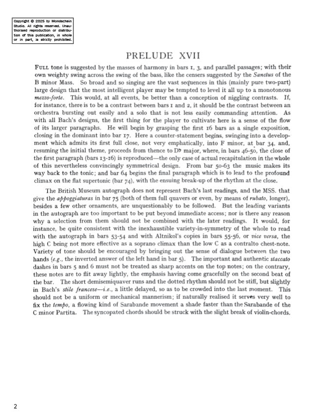 Bach - The Well-Tempered Clavier, Book II - No. 17 in A-flat major, BWV 886 (PDF Digital Download)