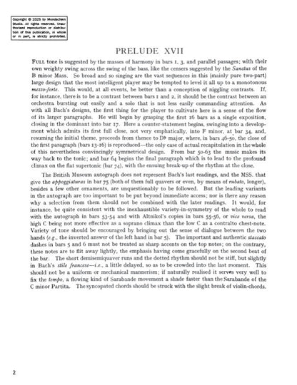 Bach - The Well-Tempered Clavier, Book II - No. 17 in A-flat major, BWV 886 (PDF Digital Download)