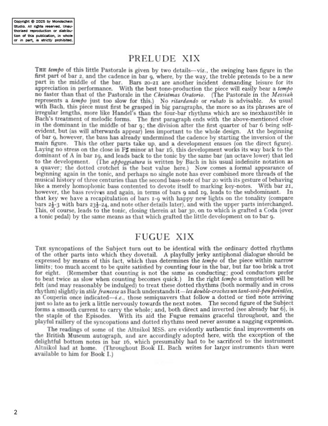 Bach - The Well-Tempered Clavier, Book II - No. 19 in A major, BWV 888 (PDF Digital Download)