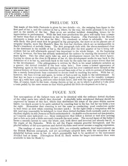 Bach - The Well-Tempered Clavier, Book II - No. 19 in A major, BWV 888 (PDF Digital Download)