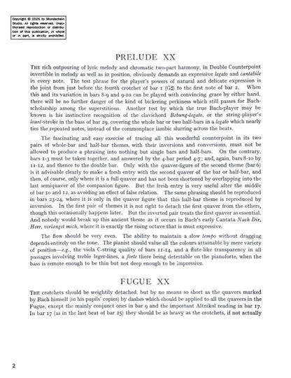 Bach - The Well-Tempered Clavier, Book II - No. 20 in A minor, BWV 889 (PDF Digital Download)