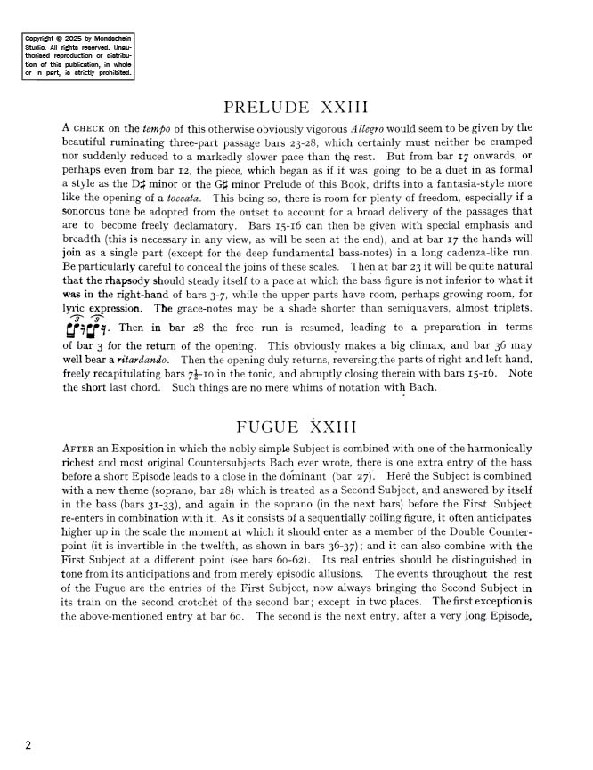 Bach - The Well-Tempered Clavier, Book II - No. 23 in B major, BWV 892 (PDF Digital Download)