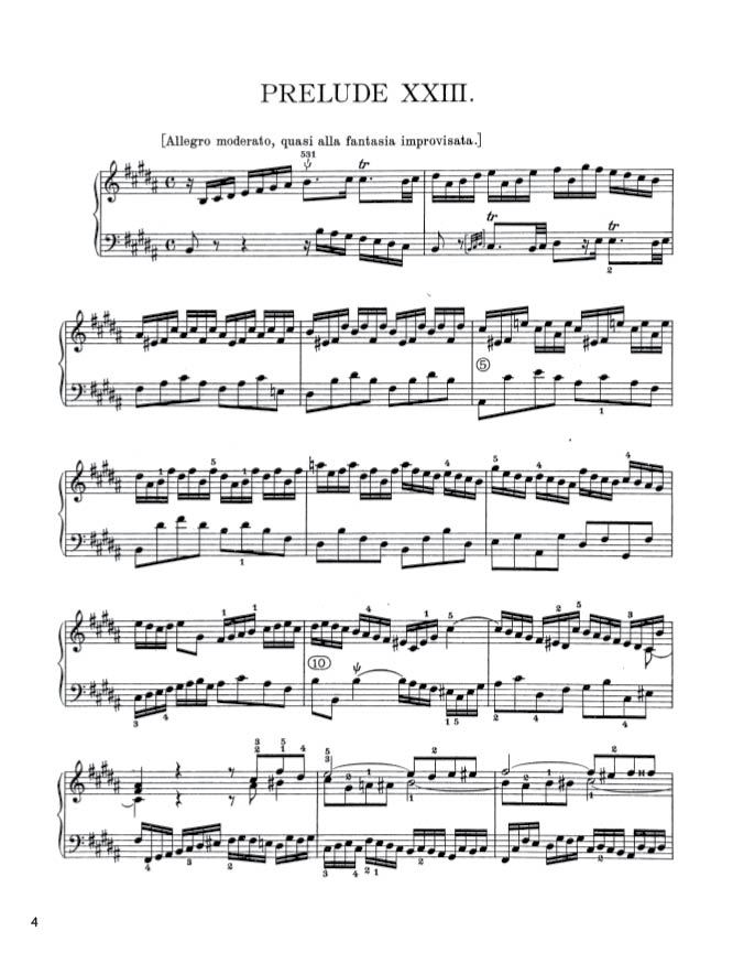 Bach - The Well-Tempered Clavier, Book II - No. 23 in B major, BWV 892 (PDF Digital Download)
