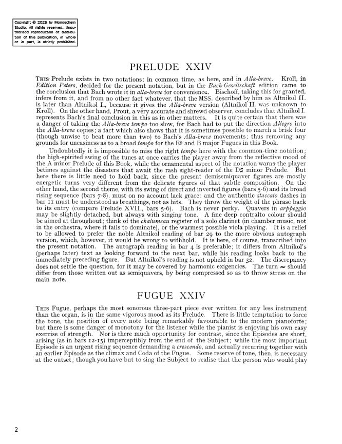 Bach - The Well-Tempered Clavier, Book II - No. 24 in B minor, BWV 893 (PDF Digital Download)