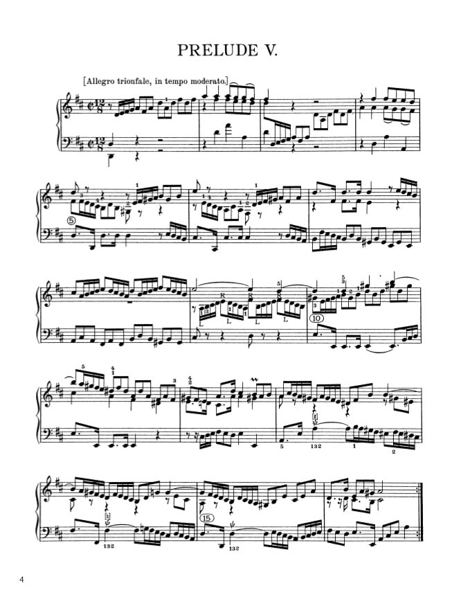 Bach - The Well-Tempered Clavier, Book II - No. 5 in D major, BWV 874 (PDF Digital Download)