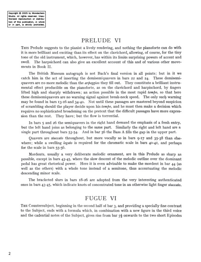 Bach - The Well-Tempered Clavier, Book II - No. 6 in D minor, BWV 875 (PDF Digital Download)