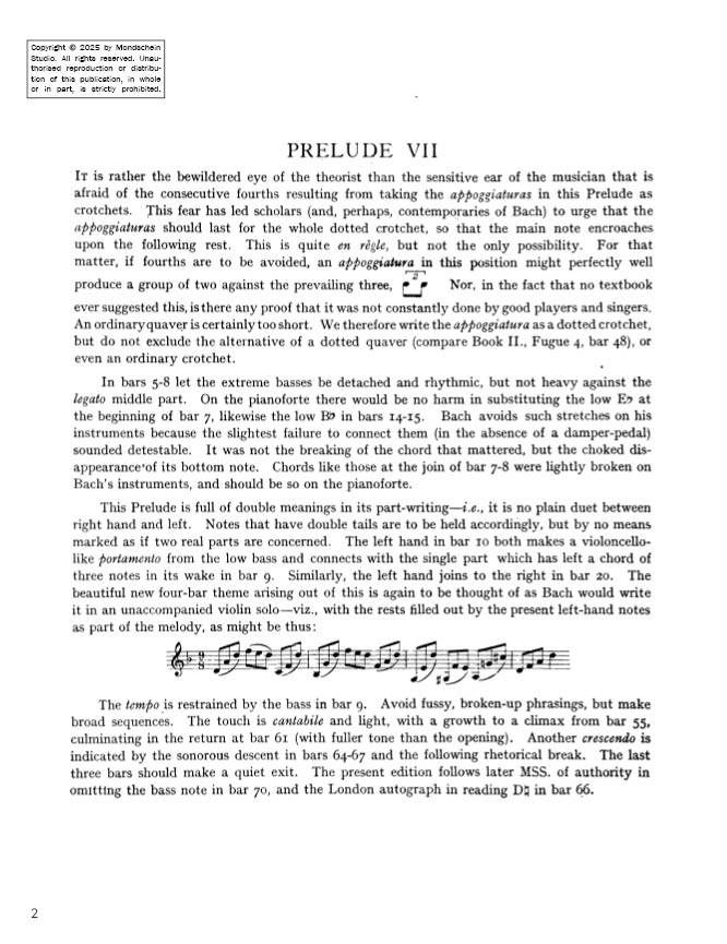 Bach - The Well-Tempered Clavier, Book II - No. 7 in E-flat major, BWV 876 (PDF Digital Download)