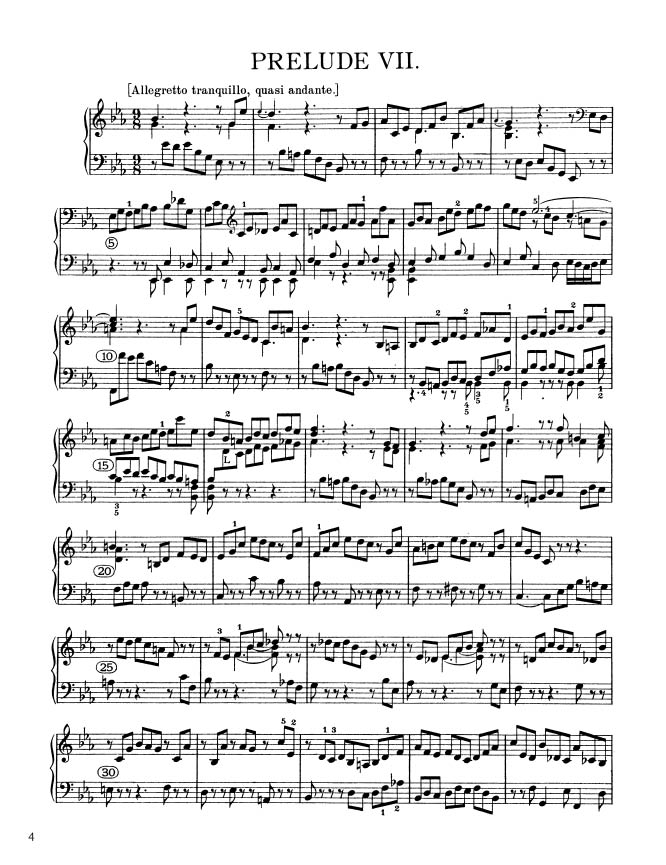 Bach - The Well-Tempered Clavier, Book II - No. 7 in E-flat major, BWV 876 (PDF Digital Download)