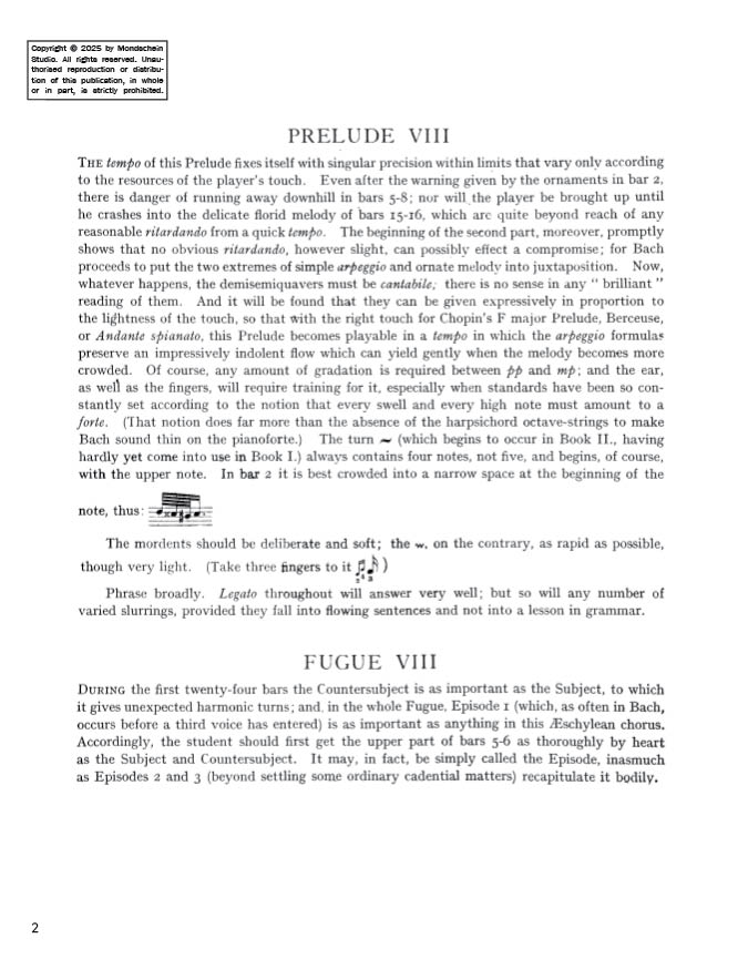 Bach - The Well-Tempered Clavier, Book II - No. 8 in D-sharp minor, BWV 877 (PDF Digital Download)