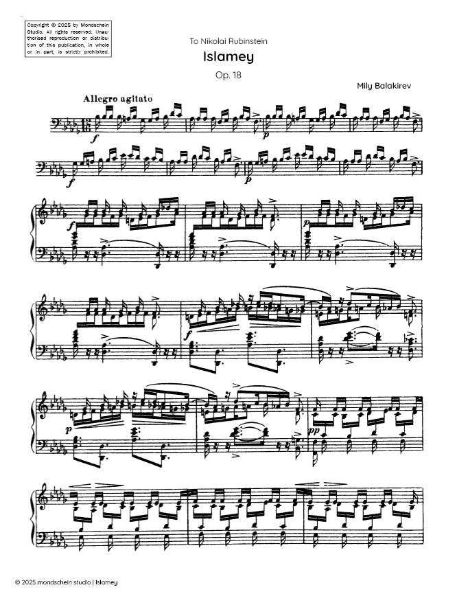 Balakirev - Islamey, Op. 18 (PDF Sheet Music / Digital Download)