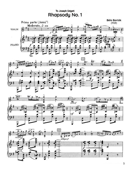 Bartók - Rhapsody No. 1 for Violin and Piano (PDF Digital Download)