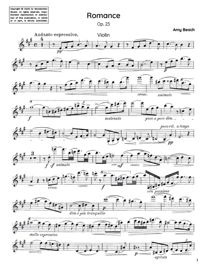 Beach - Romance, Op. 23 (PDF Sheet Music / Digital Download)