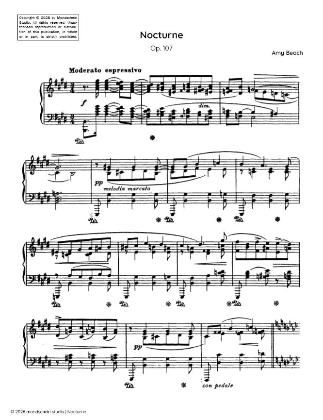 Beach - Nocturne, Op. 107 (PDF Sheet Music / Digital Download)