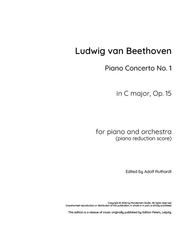 Beethoven - Piano Concerto No. 1 in C major (with Beethoven's Cadenza), Op. 15 (PDF Sheet Music / Digital Download)