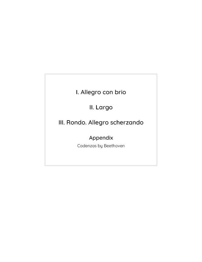 Beethoven - Piano Concerto No. 1 in C major (with Beethoven's Cadenza), Op. 15 (PDF Sheet Music / Digital Download)