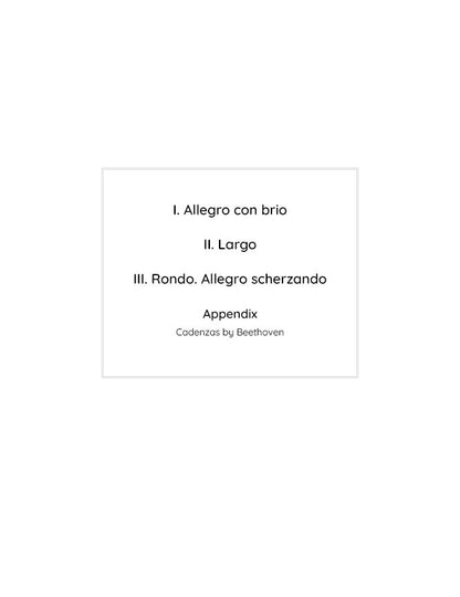 Beethoven - Piano Concerto No. 1 in C major (with Beethoven's Cadenza), Op. 15 (PDF Sheet Music / Digital Download)