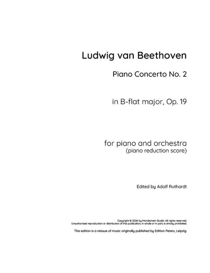 Beethoven - Piano Concerto No. 2 in B-flat major (with Beethoven's Cadenza), Op. 19 (PDF Sheet Music / Digital Download)