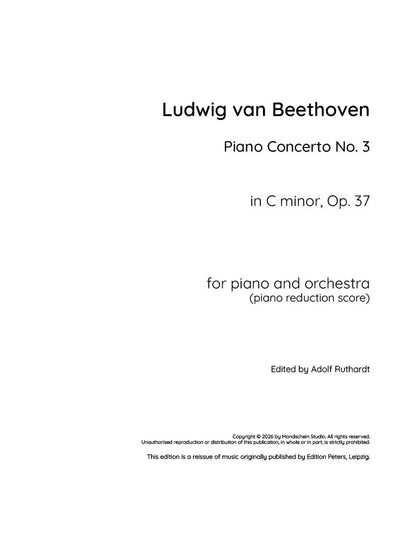 Beethoven - Piano Concerto No. 3 in C minor (with Beethoven's Cadenza), Op. 37 (PDF Sheet Music / Digital Download)