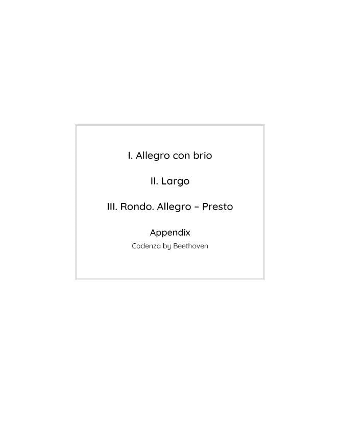 Beethoven - Piano Concerto No. 3 in C minor (with Beethoven's Cadenza), Op. 37 (PDF Sheet Music / Digital Download)