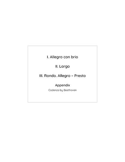 Beethoven - Piano Concerto No. 3 in C minor (with Beethoven's Cadenza), Op. 37 (PDF Sheet Music / Digital Download)