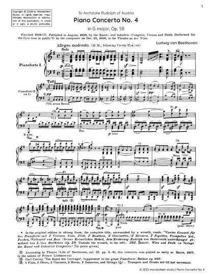 Beethoven - Piano Concerto No. 4 in G major (with Beethoven's Cadenzas), Op. 58 (PDF Sheet Music / Digital Download)