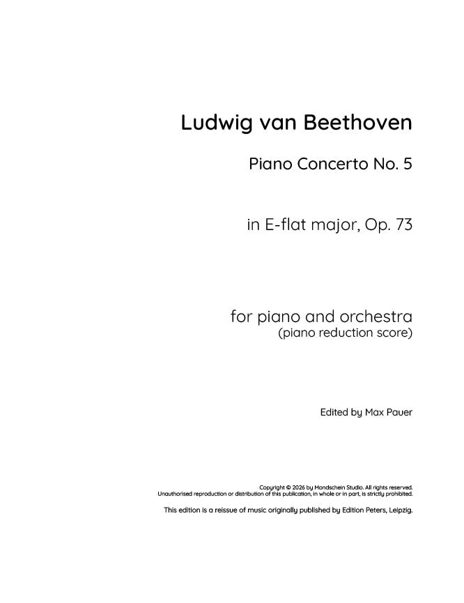 Beethoven - Piano Concerto No. 5 in E-flat major, "Emperor", Op. 73 (PDF Sheet Music / Digital Download)