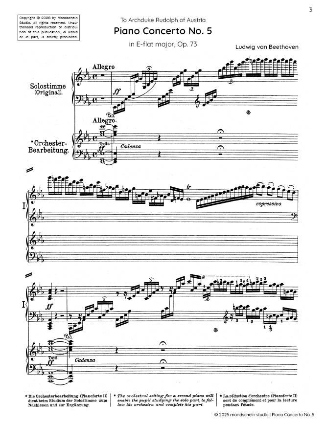 Beethoven - Piano Concerto No. 5 in E-flat major, "Emperor", Op. 73 (PDF Sheet Music / Digital Download)