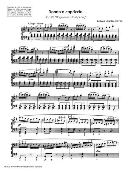 Beethoven - Rondo a capriccio, Op. 129, "Rage Over a Lost Penny" (PDF Sheet Music / Digital Download)