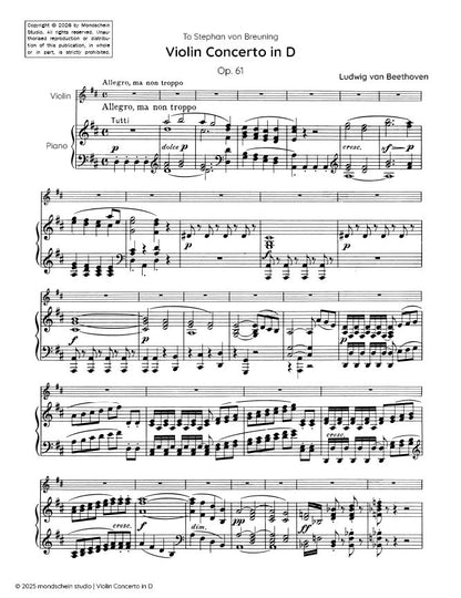 Beethoven - Violin Concerto in D, Op. 61 (PDF Sheet Music / Digital Download)