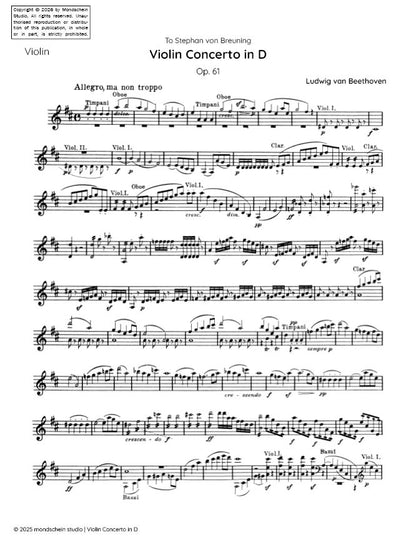 Beethoven - Violin Concerto in D, Op. 61 (PDF Sheet Music / Digital Download)