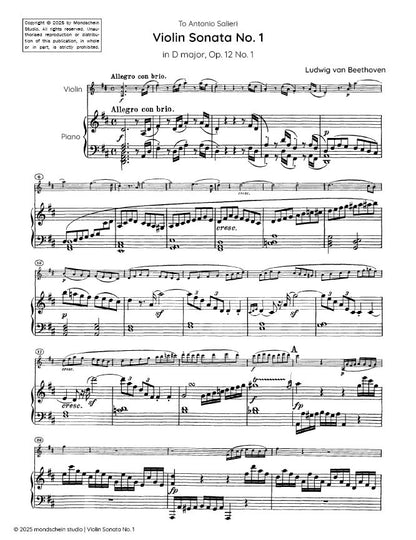 Beethoven - Violin Sonata No. 1 in D major, Op. 12 No. 1 (PDF Sheet Music / Digital Download)