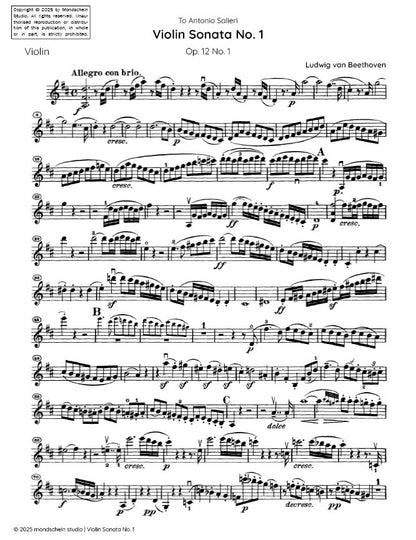 Beethoven - Violin Sonata No. 1 in D major, Op. 12 No. 1 (PDF Sheet Music / Digital Download)