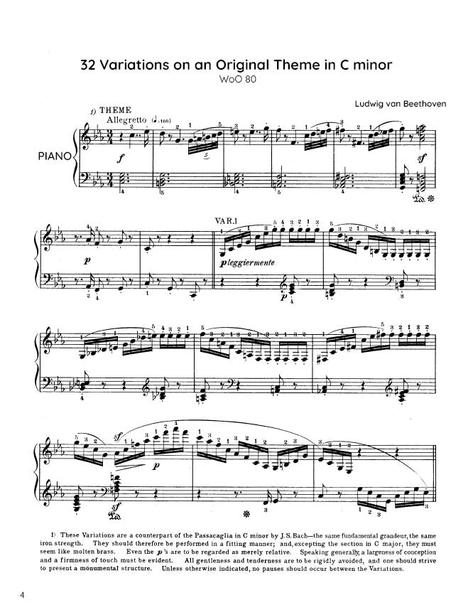 Beethoven - 32 Variations on an Original Theme in C minor, WoO 80 (PDF Sheet Music / Digital Download)