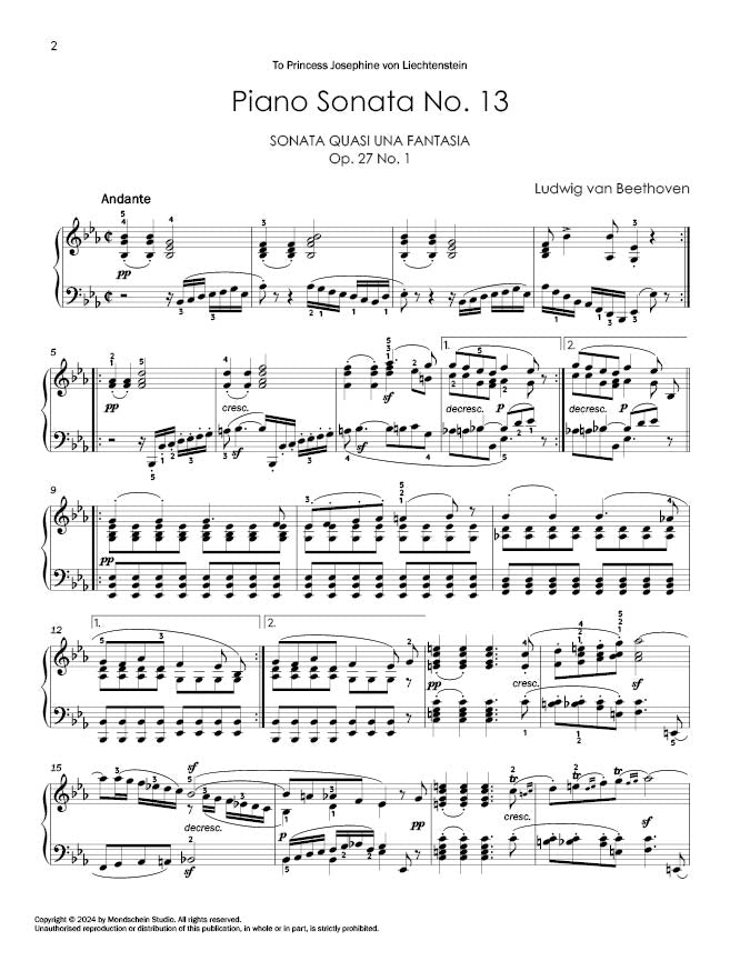 贝多芬 - 第十三钢琴奏鸣曲，作品27，第一首