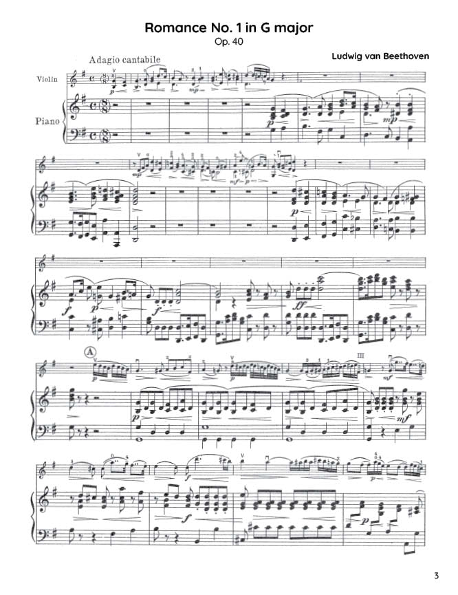 Beethoven - Romance No. 1 in G major, Op. 40 (PDF Sheet Music / Digital Download)