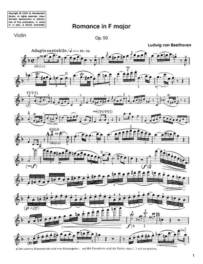 Beethoven - Romance No. 2 in F major, Op. 50 (PDF Sheet Music / Digital Download)