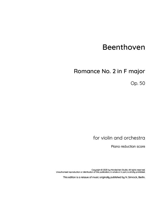 Beethoven - Romance No. 2 in F major, Op. 50 (PDF Sheet Music / Digital Download)
