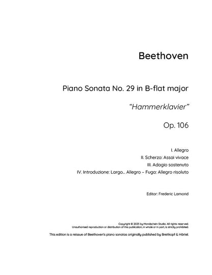 Beethoven - Piano Sonata No. 29, Op. 106 (PDF Sheet Music / Digital Download)