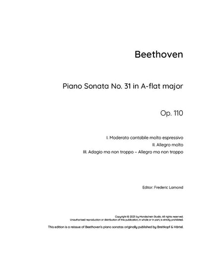 Beethoven - Piano Sonata No. 31, Op. 110 (PDF Sheet Music / Digital Download)