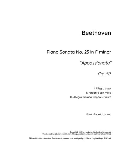 Beethoven - Piano Sonata No. 23, Op. 57 "Appassionata" (PDF Sheet Music / Digital Download)