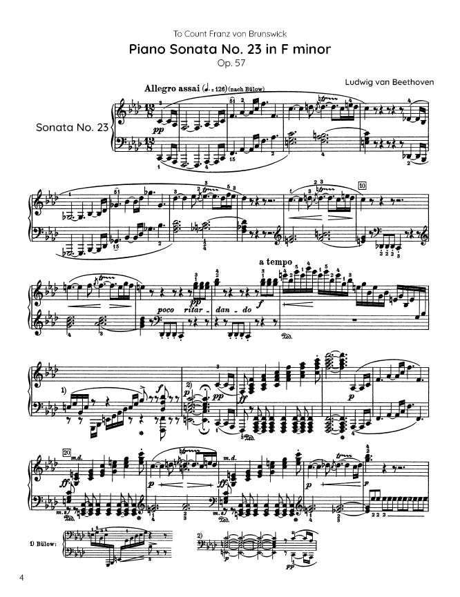Beethoven - Piano Sonata No. 23, Op. 57 "Appassionata" (PDF Sheet Music / Digital Download)