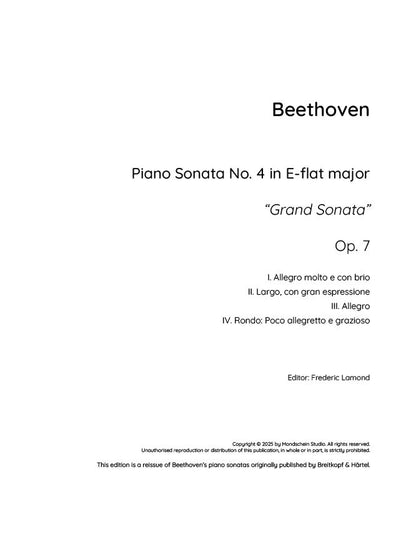 Beethoven - Piano Sonata No. 4, Op. 7 (PDF Sheet Music / Digital Download)