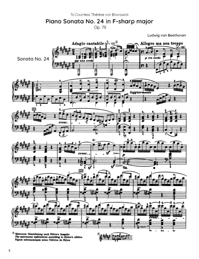 Beethoven - Piano Sonata No. 24, Op. 78 "À Thérèse" (PDF Sheet Music / Digital Download)